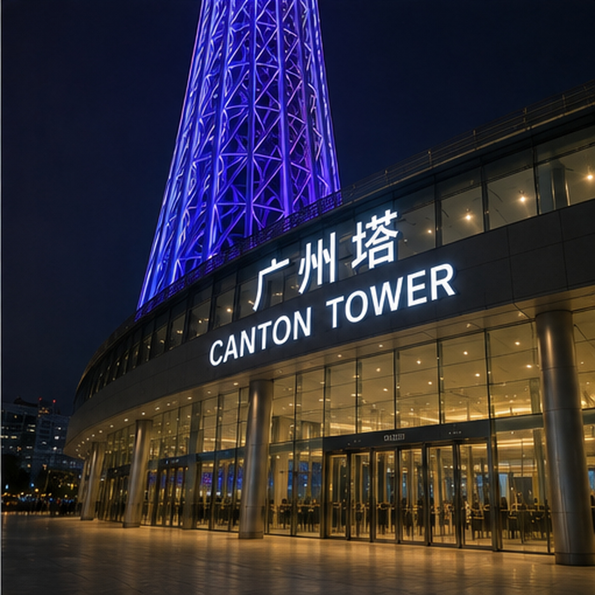 Commercial Building Architectural and Illuminated Signage System with Integrated Brand Identity Elements
